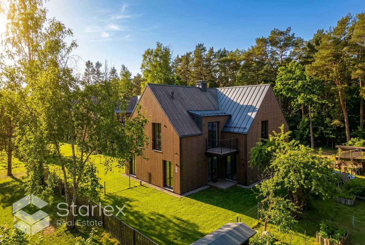 Energy-efficient semi-detached house in Melluži Forest Park